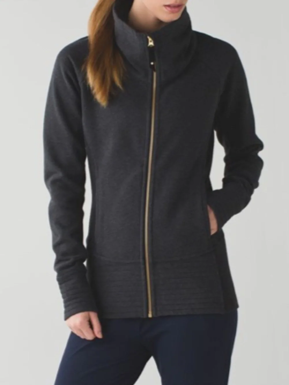 LULULEMON RADIANT II JACKET  FULL ZIP FUNNEL NECK HEATHERED BLACK